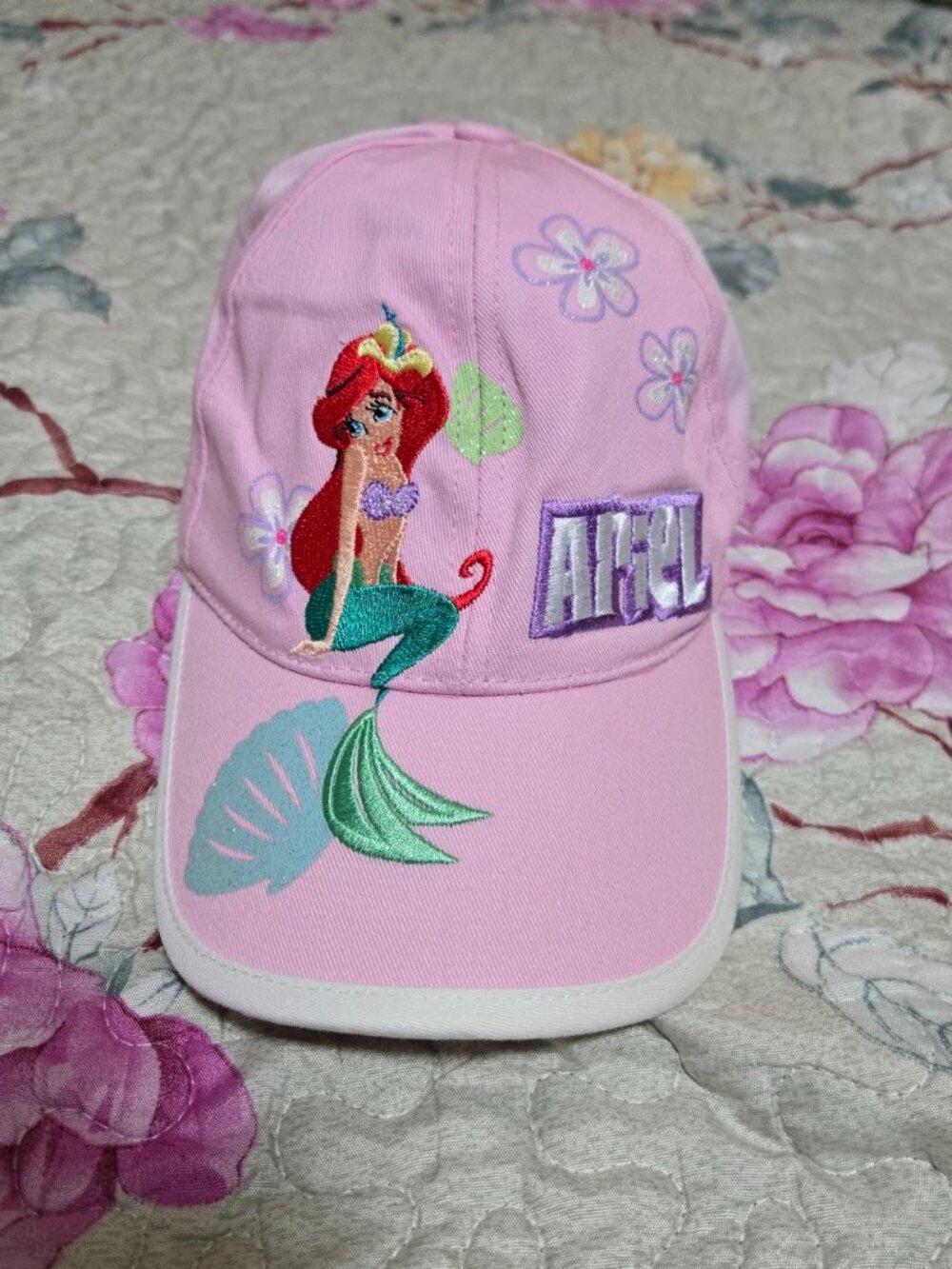 Disney The Little Mermaid Ariel Pink Embroidered Baseball Hat Cap Youth